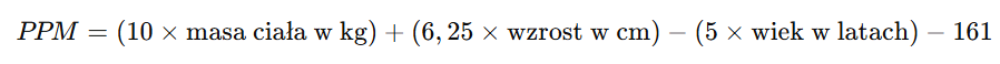 Wzór Mifflina-St Jeora dla kobiet